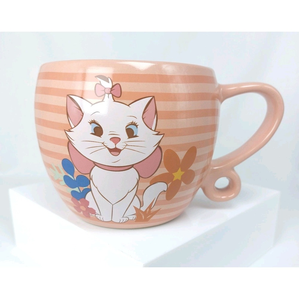 Disney Aristocrats Pink Striped Mug Marie Berloiz Toulouse Coffee Cup Tea New - Picture 2 of 4
